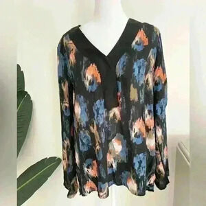 NYDJ Womens Blouse Size Medium Long Sleeve V Neck Tunic